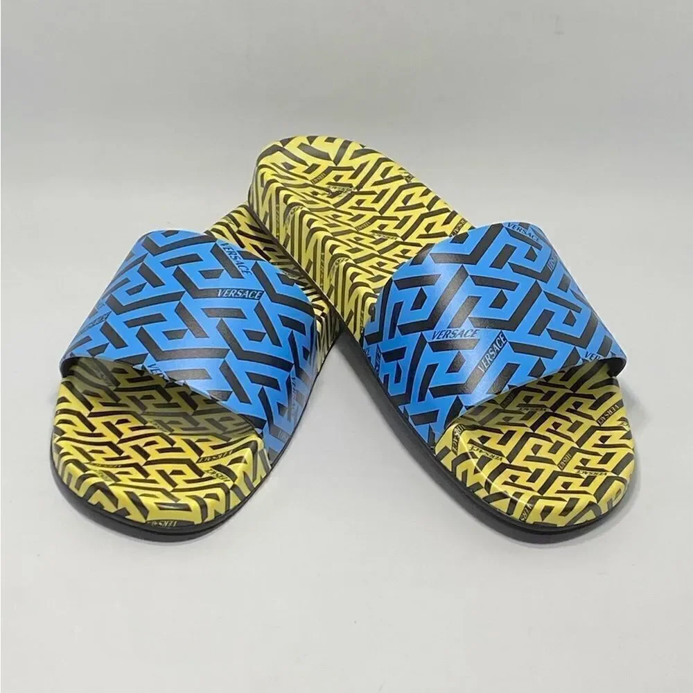 Versace Greca Monogram Flap Sandals size 43/ us size 10